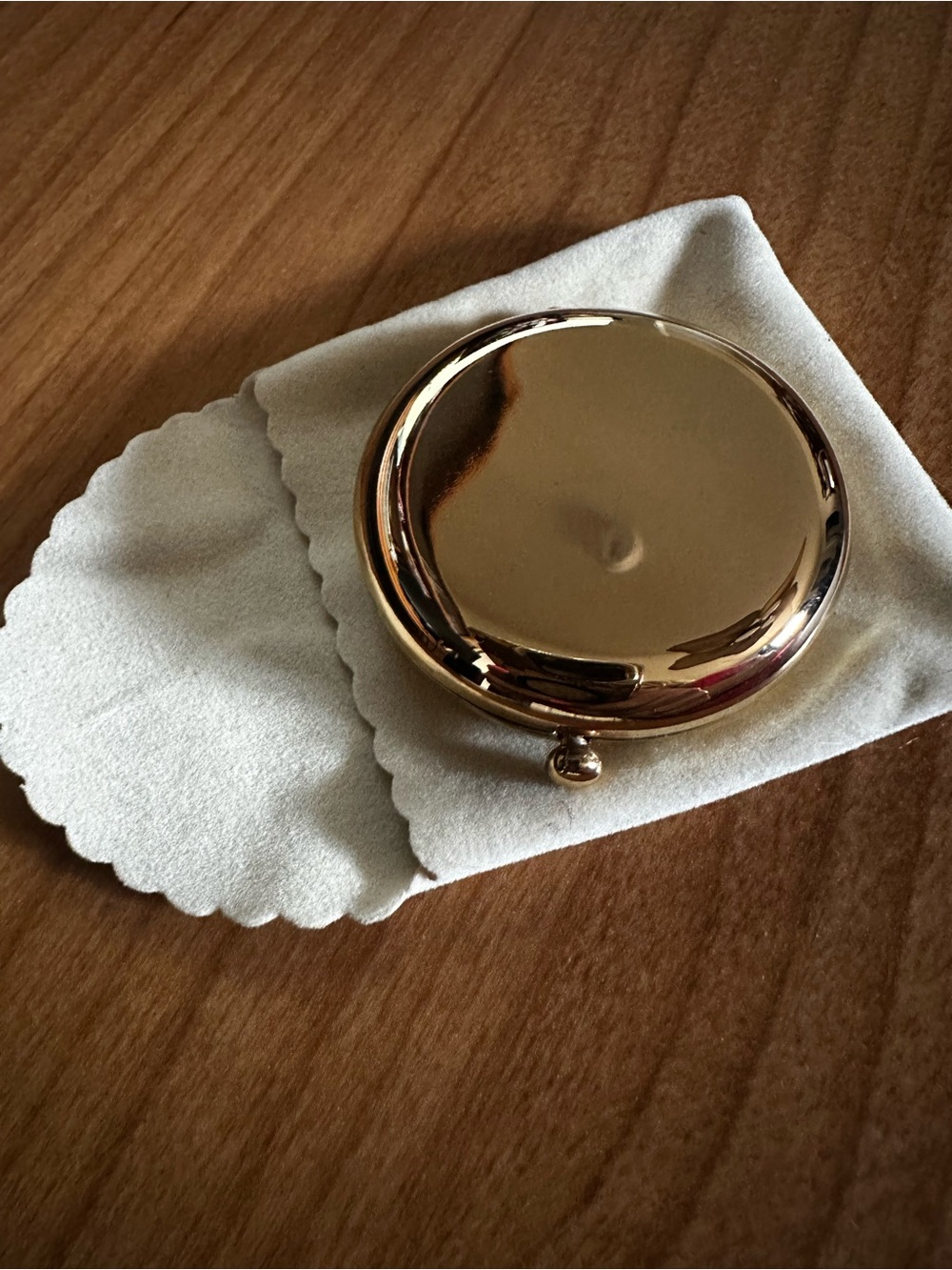Vintage Estee Lauder Gold Round Compact Mirror with Pouch